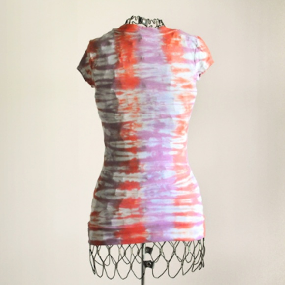 Tie Dye Shirt Lavender and Coral Pink - Picture 2 of 3
